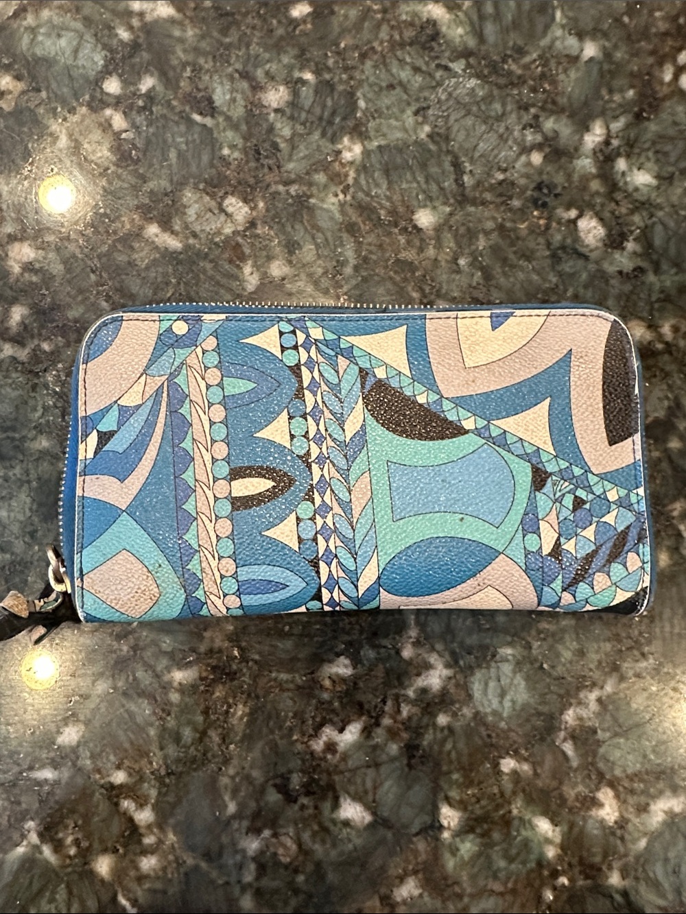 Emilio Pucci Blue Multi Zip-Around Wallet